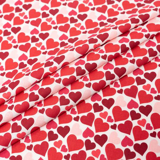 SINGER Packed Hearts on White Print Cotton Fabric